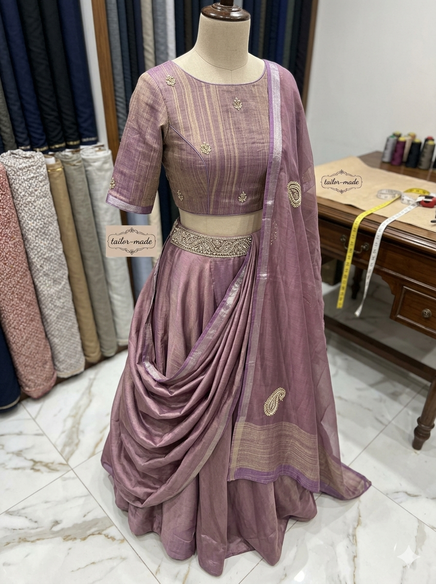 Lilac designer saree set